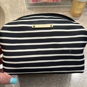 Stella & Dot Black and White Striped Cosmetic Bag